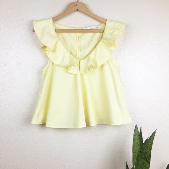 yellow ruffle top zara
